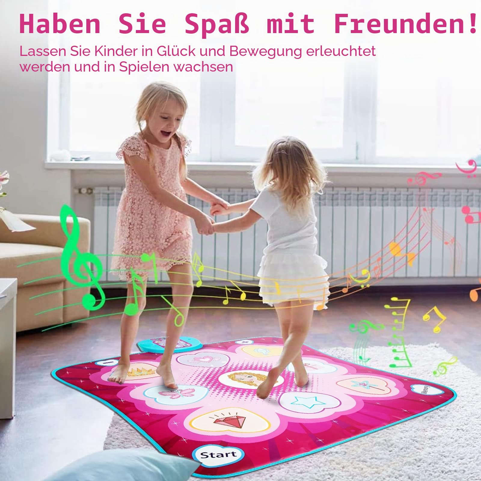 Tanzmatte Kinder Spielzeug Geschenke für Mädchen Jungen Alter 3 4 5 6 7 8 Jahre Musikmatte Herausforderung Modi LED Integrierter Musik Weihnachten Geburtstag Kinderspielzeug