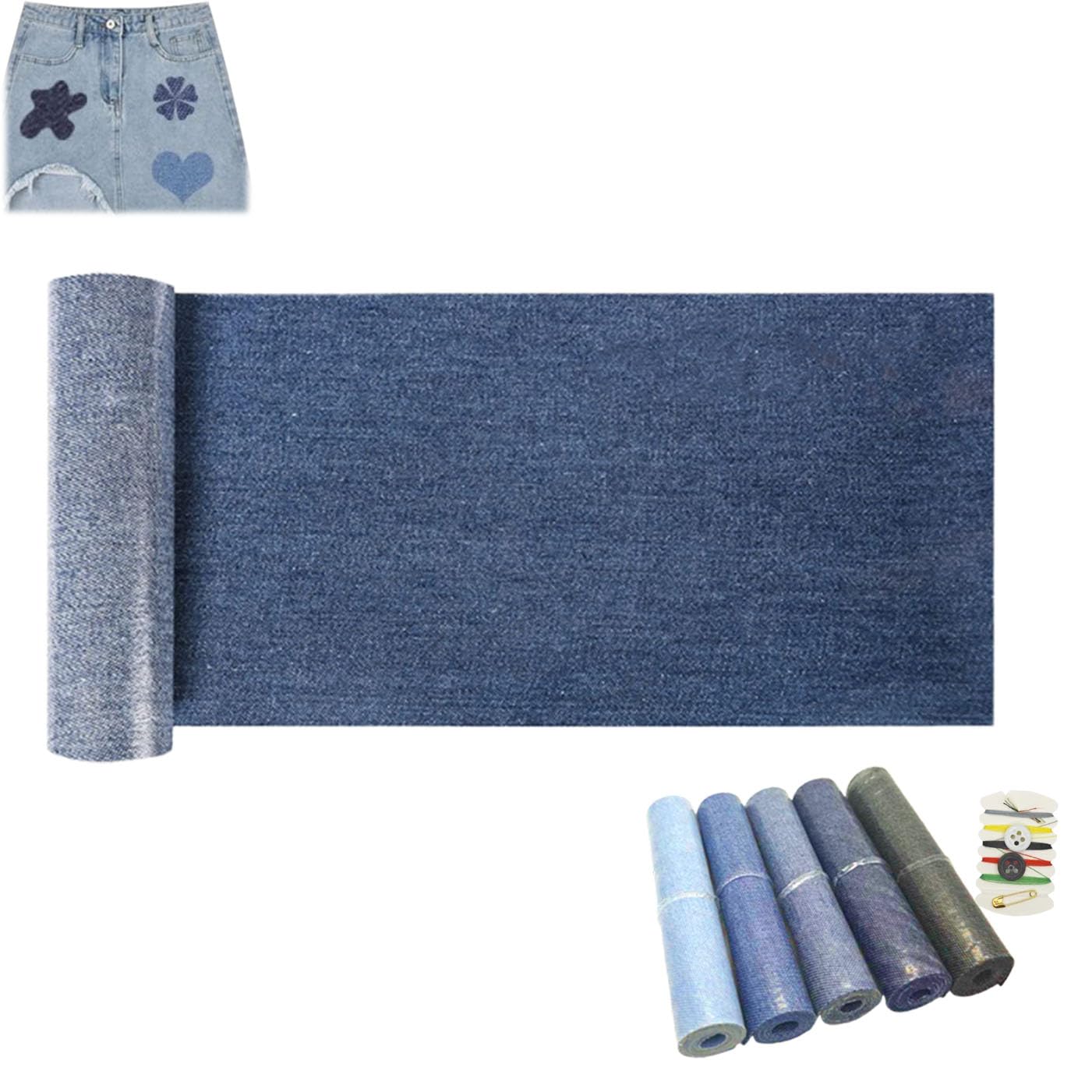 FzailproH Iron on Patches 5 Rolls, 5 Colors Denim Iron on Patches for Jeans