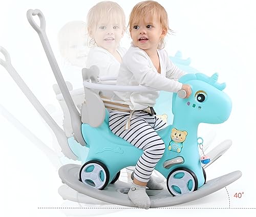 Miniatura 3 de Legendstone Caballo mecedor para niños pequeños de 1 a 3 años, diseño 4 en 1, carrito de empuje para niños con tabla de equilibrio desmontable,