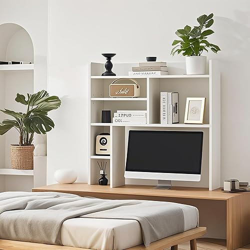 Miniatura 5 de TUKAILAi Organizador de estantería de escritorio, gabinete de almacenamiento de encimera con 7 estantes para escritorio, escritorio de dormitorio,