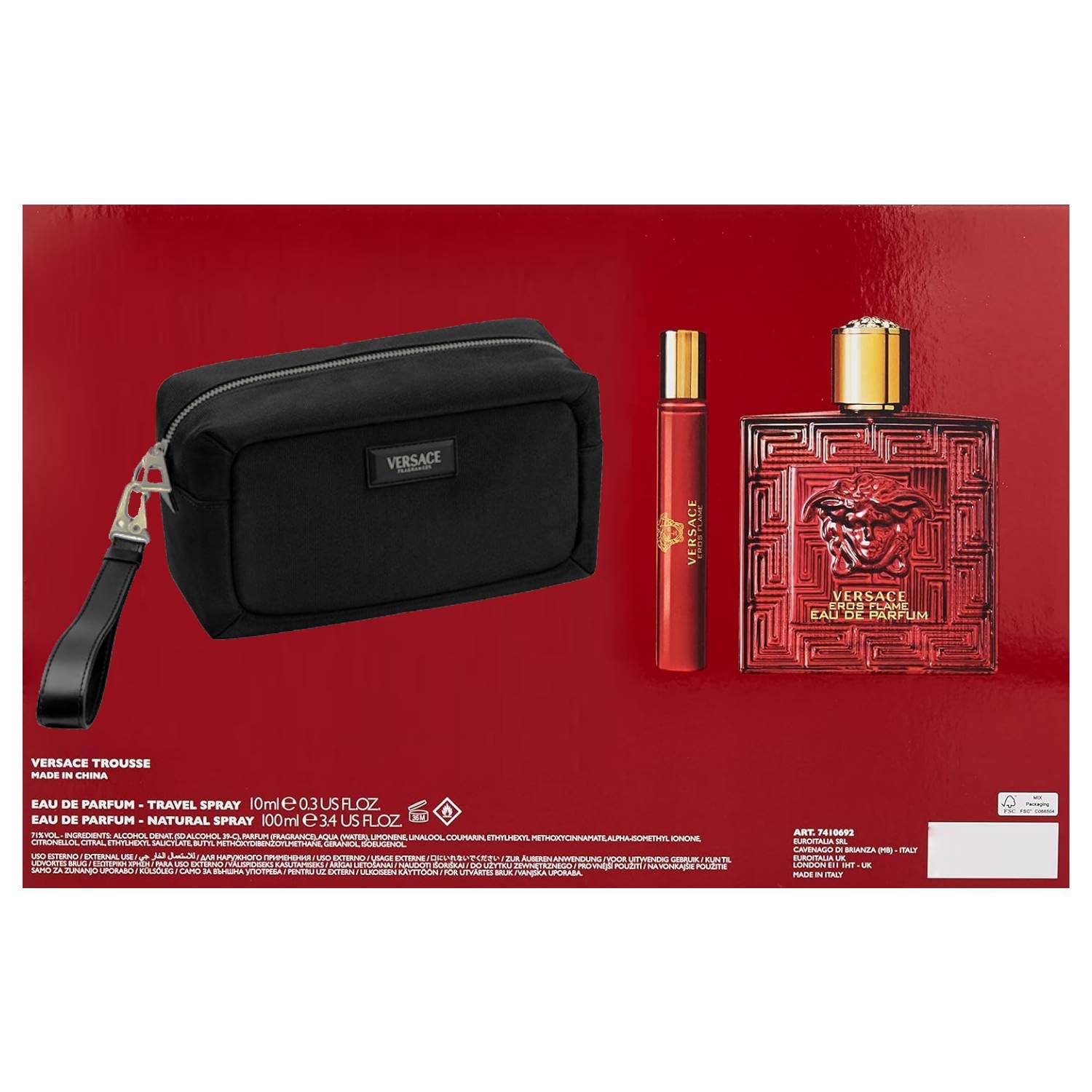 Versace Eros Flame Coffret cadeau Eau de parfum 100 ml Eau de parfum 100 ml Vaporisateur de voyage et trousse de toilette