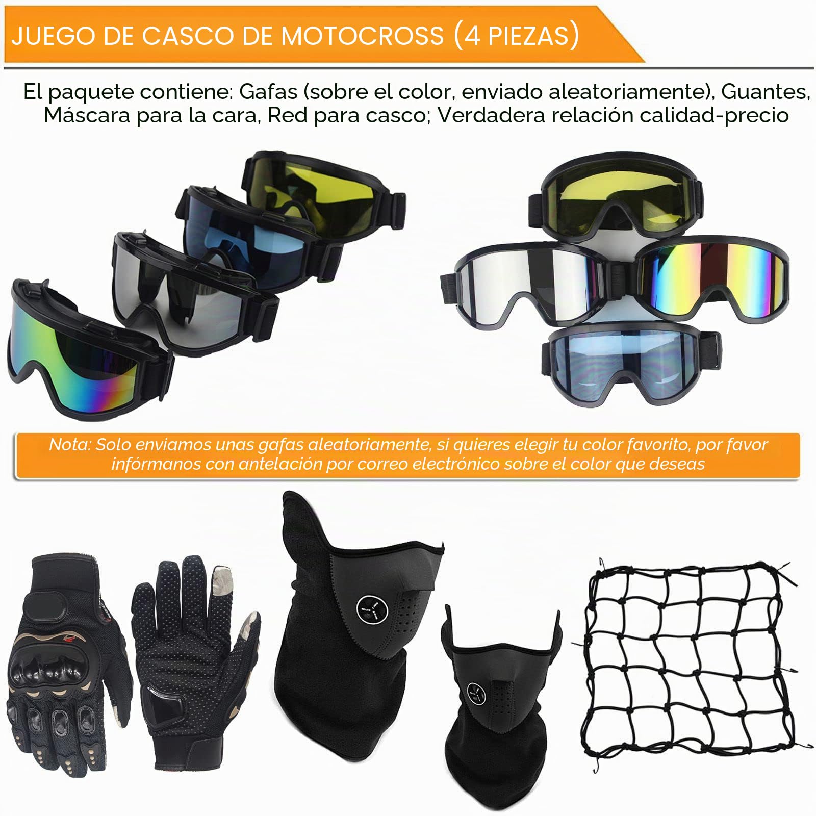 Casco de Motocross para Niños, Casco de Descenso, Casco Integral Adulto Con Gafas Máscara Guantes Red de Casco, Homologado ECE/DOT Casco de Moto Cross para BMX MTB Quad Bike Enduro ATV