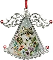 Vista 10 de XUTAI Ángel de árbol de Navidad con flor de cerezo colgante de vidrio, colgante de vidrio de ángel para decoración navideña