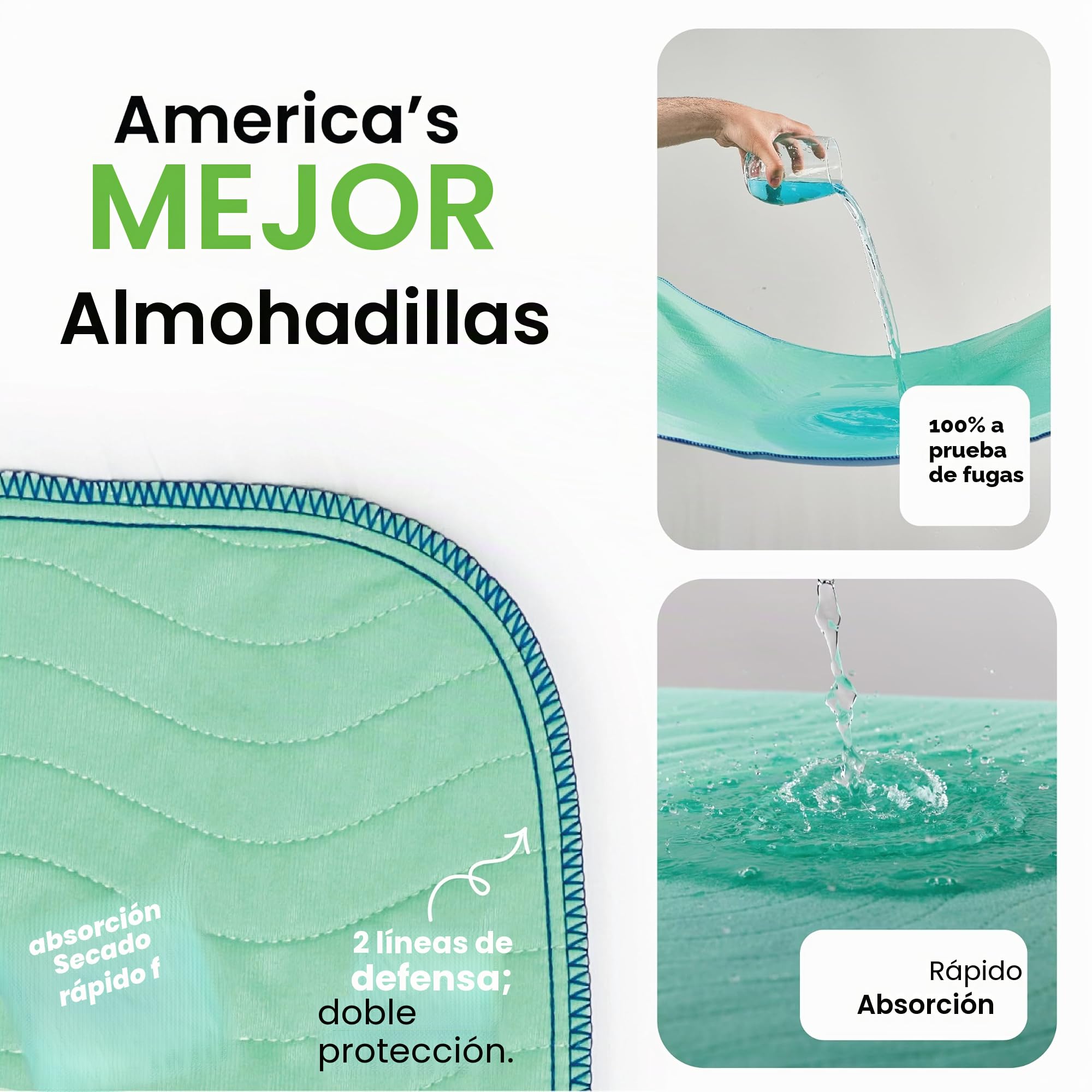 IMPROVIA® Almohadillas lavables de 34 x 36 pulgadas (paquete de 4) – Almohadillas reutilizables de gran absorción para incontinencia para niños, adultos, ancianos y mascotas – Almohadilla protectora