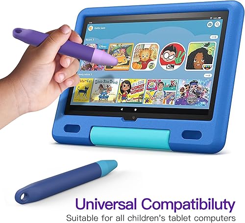 Miniatura 2 de Bolígrafos aptos para niños para pantallas táctiles, paquete de 2 lápices ópticos morados y azules compatibles con Kindle, iPad, iPhone