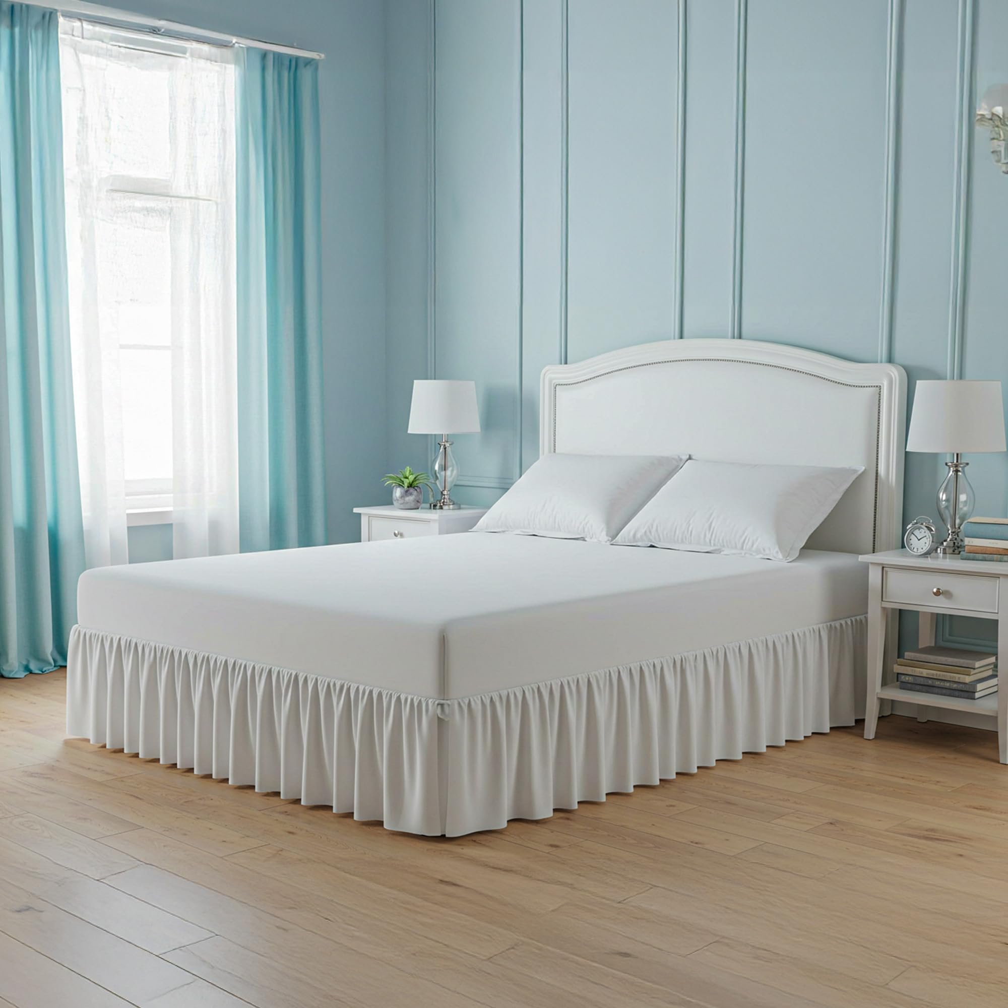 DANYDude Valance Super King Fitted Sheet 100% Egyptian Cotton 400 Thread Count Frill Bed Sheets Super King Super Soft Breathable & Luxury Deep Fitted Valance Sheets