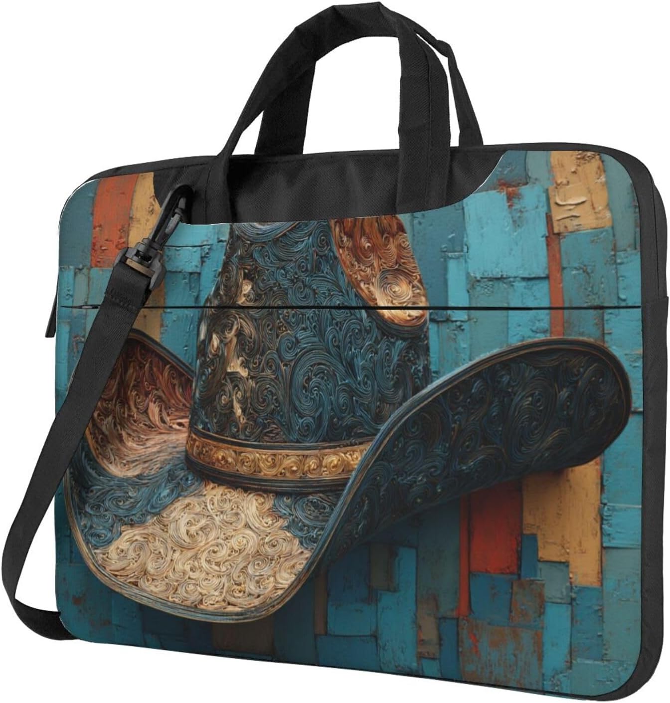 Turquoise Encrusted Cowboy Hat Rustic Laptop Bag