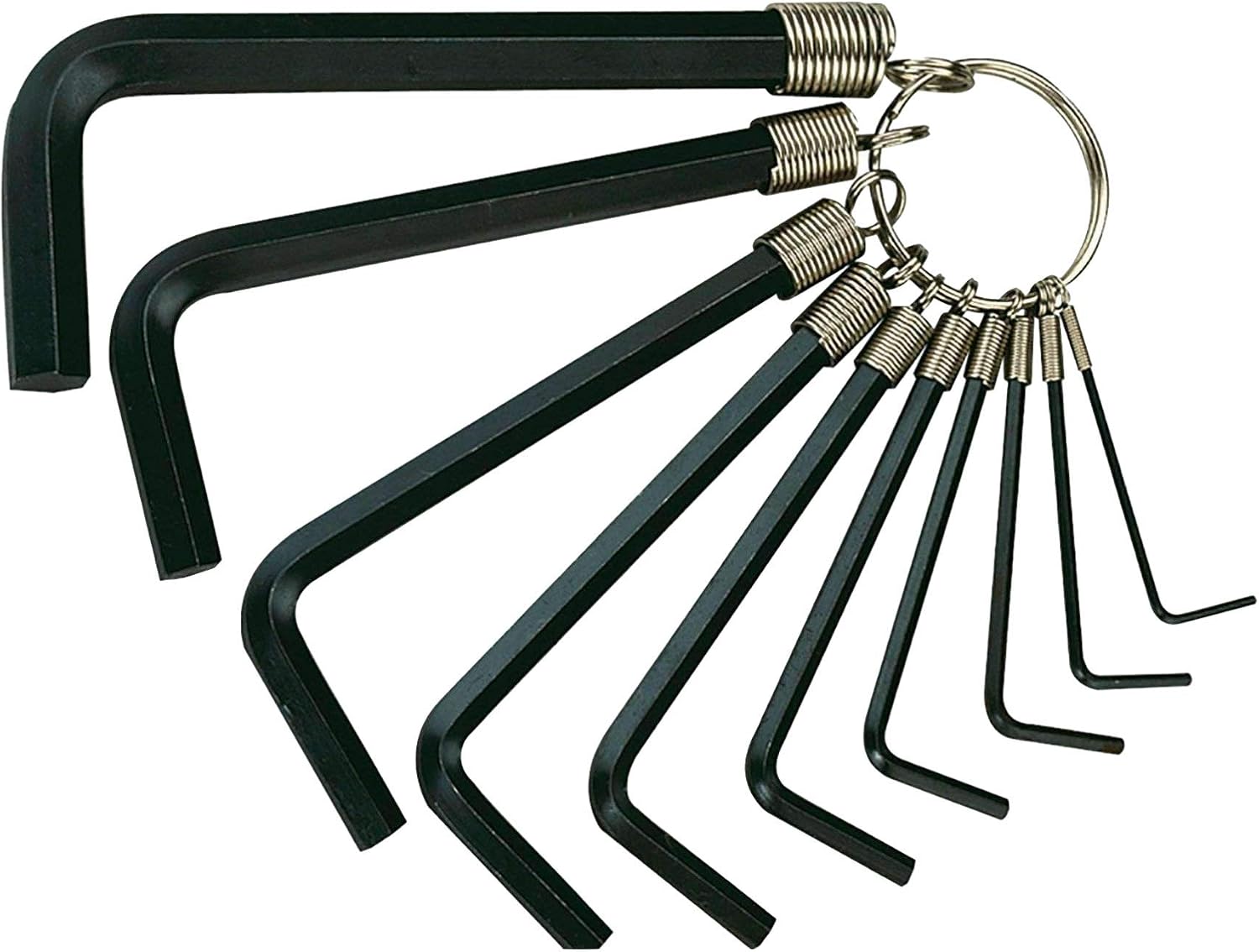 Teng 1425 1.5-10mm Hex Key 10 on Ring Metric Set , Black