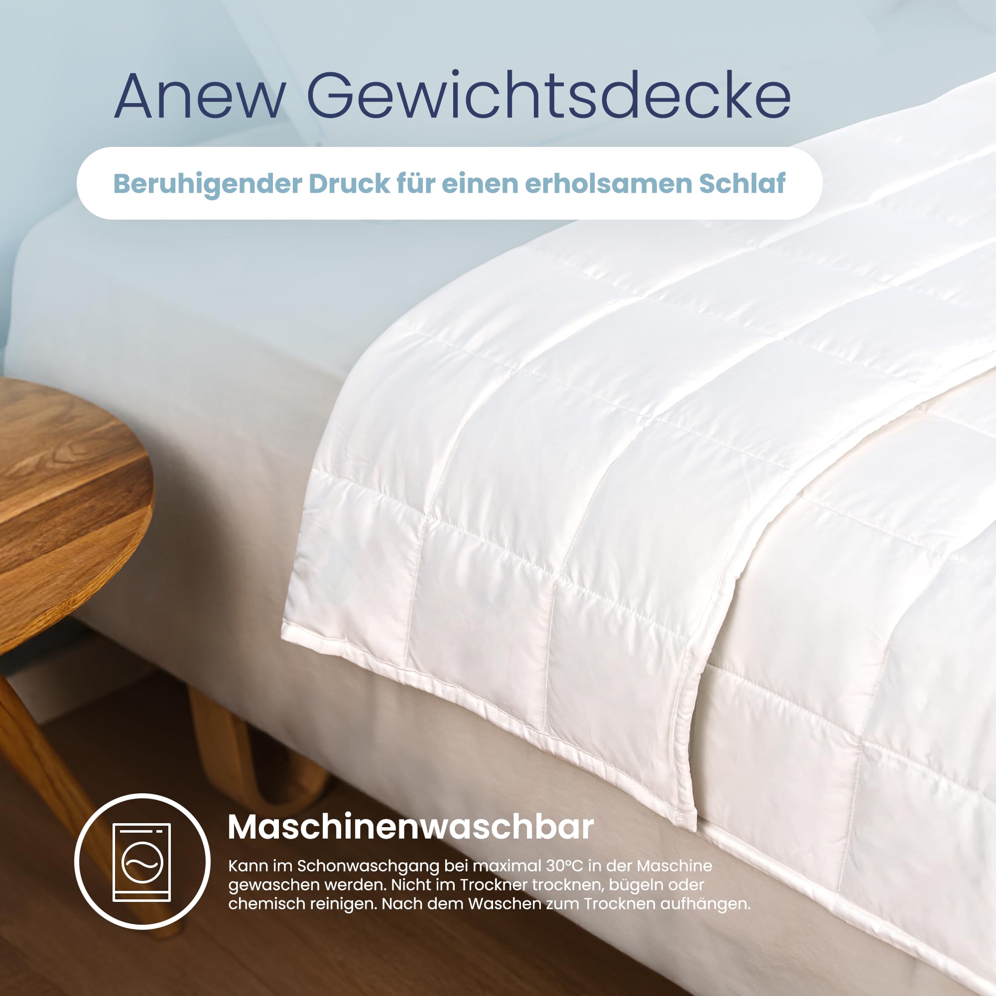 Anew Sleep Gewichtsdecke 140x220 cm 13 kg Schwere Decke Therapiedecke Erwachsene Atmungsaktive Bettdecke Stress Weiche Weighted Blanket
