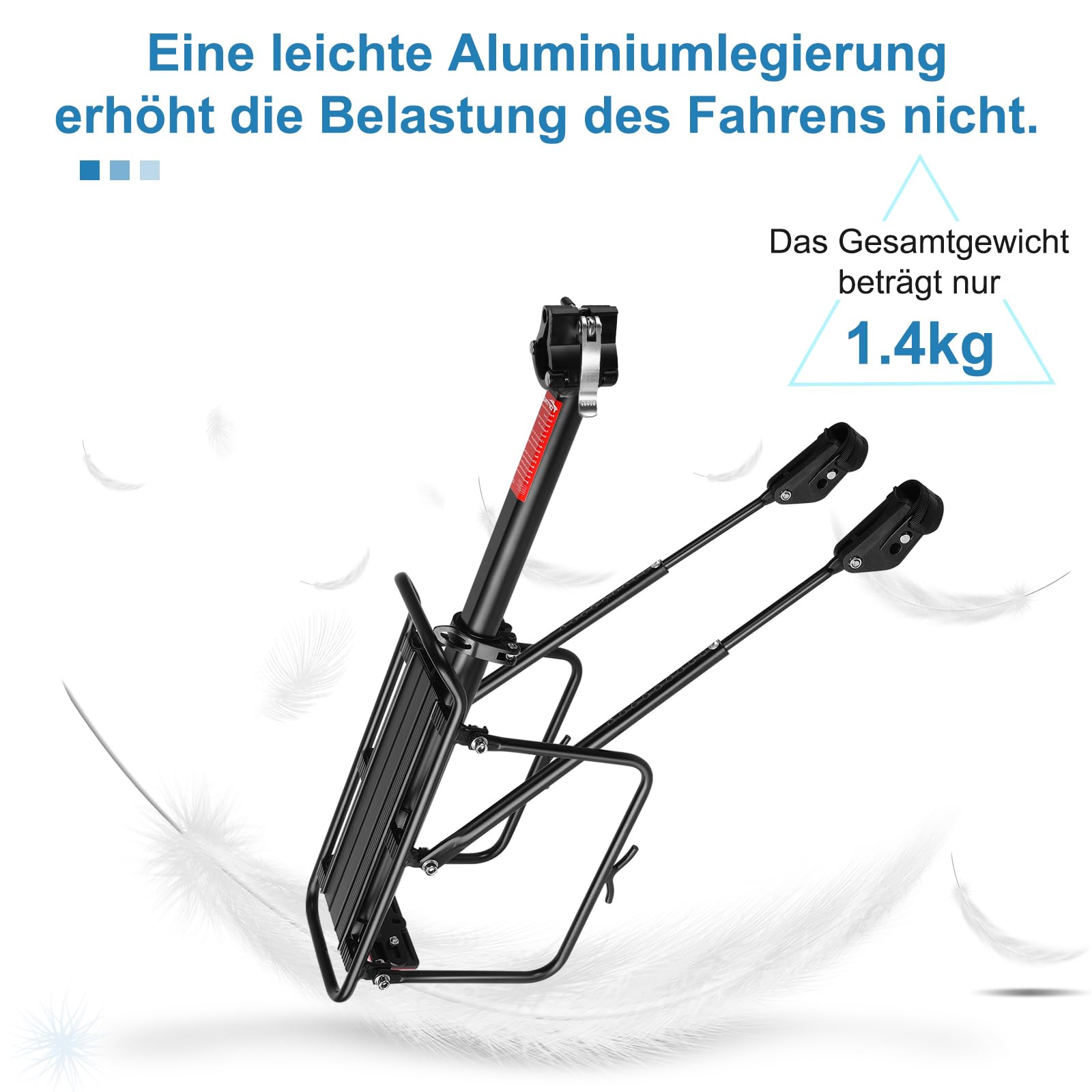 Toptrek Porte-bagages VTT pour vélo de 24 à 29 pouces | Universel en alliage d'aluminium, 50 kg de charge | Arrière pour VTT, vélo de route