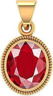 anuj sales Ruby Pendant 15.25 Ratti 14.00 Carat Certified Panchdhatu Gold Plated Birthstone/Astrology/Rashi Ratan Pendant for Men & Women-picture-14