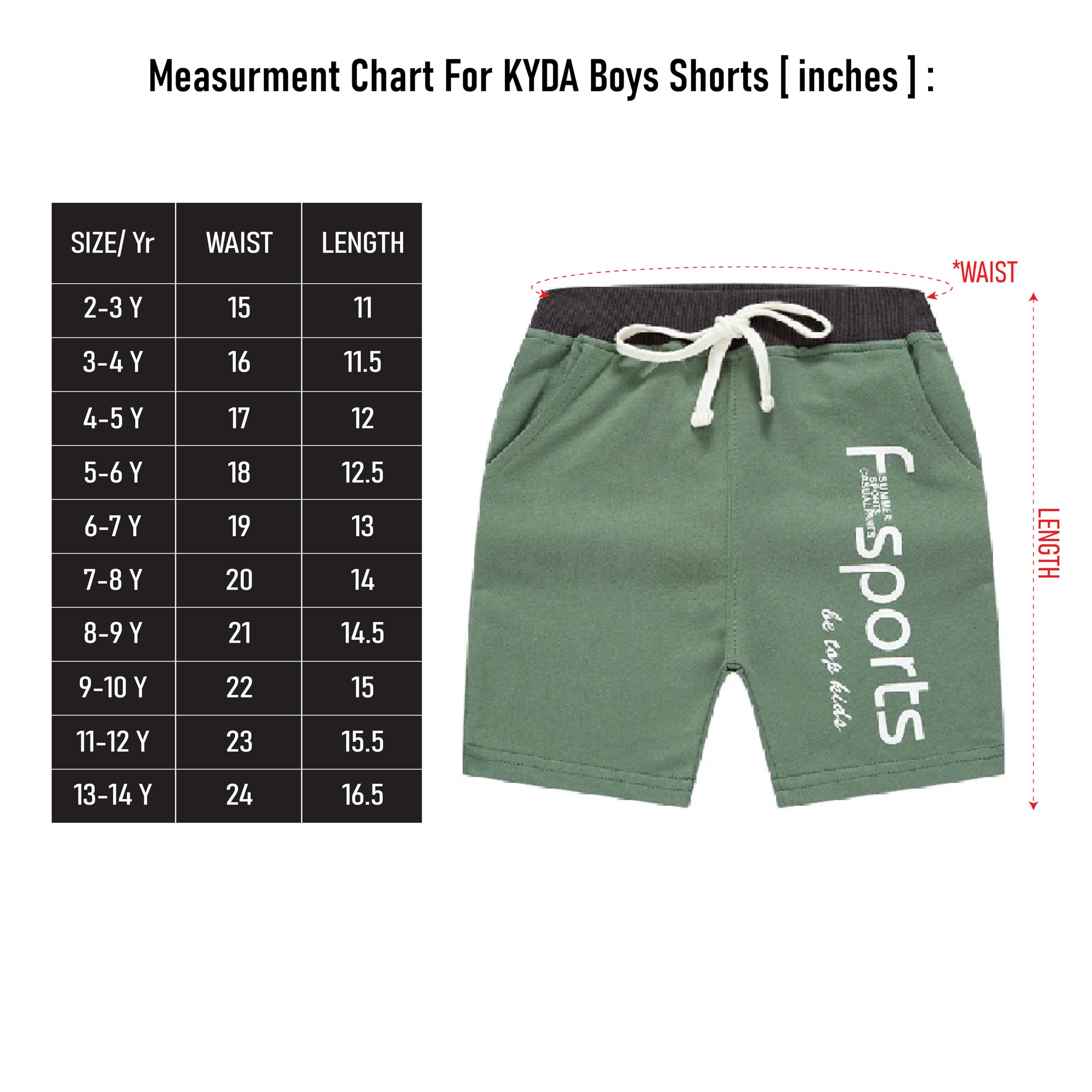 KYDA KIDS Pantaloncini in 100% cotone stampato, vestibilità normale, 4 pezzi