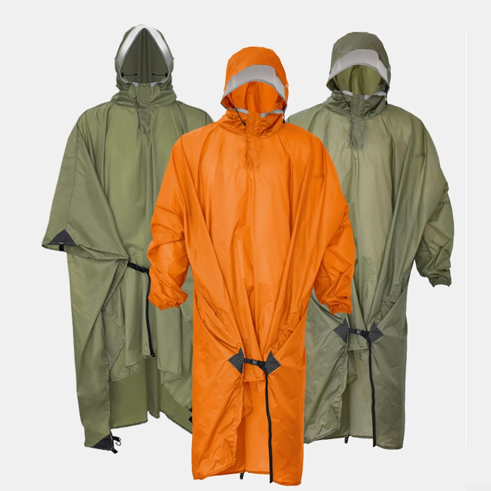 Housse de pluie 3 en 1 imperméable avec capuche en nylon silicone léger et bâche pour randonnée, camping, cyclisme - Convient aux sacs de moins de 50 L (A-vert)