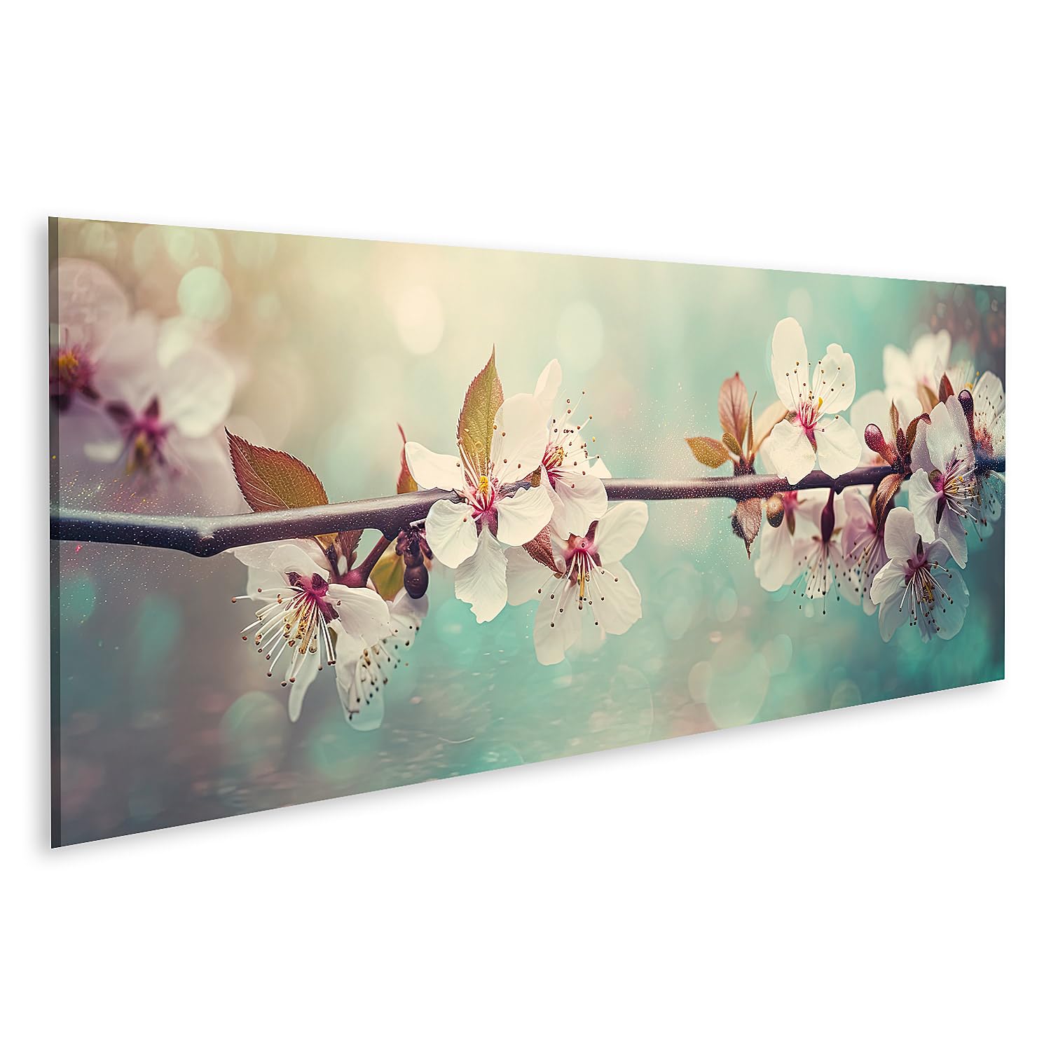 islandburner Cuadro sobre lienzo Flor de cerezo horizontal Primavera Flores Sakura s IA Imágenes Murales Póster JAWT Pano