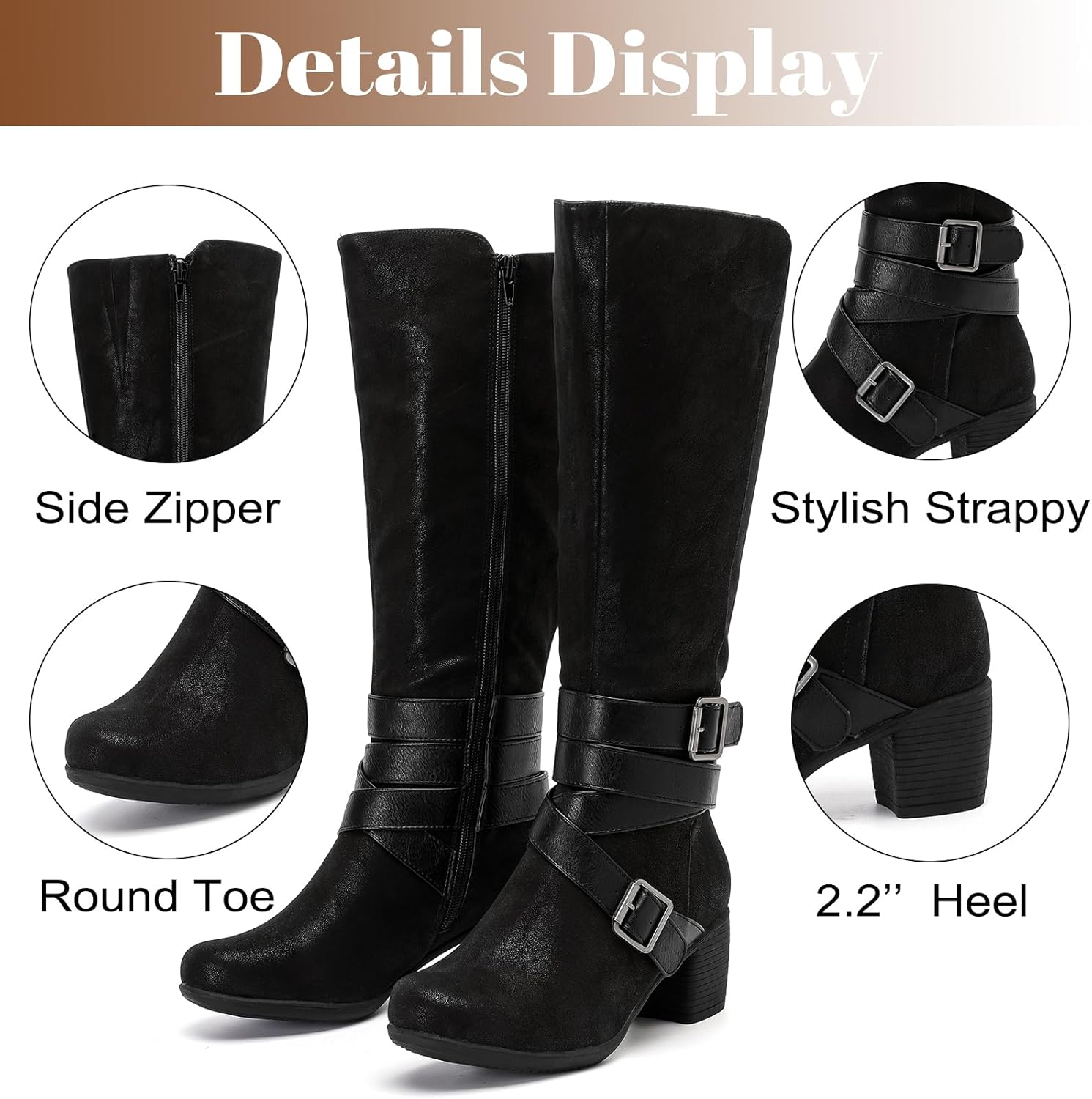 Knee High Boots for Women Chunky Heel Casual Comfort Pointed Toe Boot Womens Fashion Fall Winter Knee-High Boots.