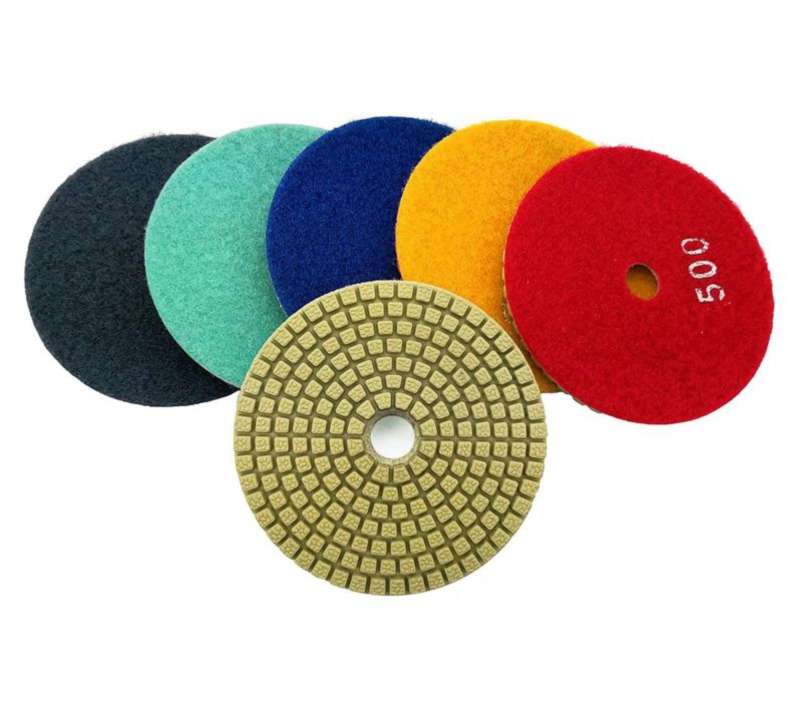 Almohadillas pulidoras de diamante, Lote de 7 almohadillas for pulir mármol de 4 pulgadas y 100 mm, disco de pulido de diamante for baldosas de cerámica y hormigón WPD12(3000)