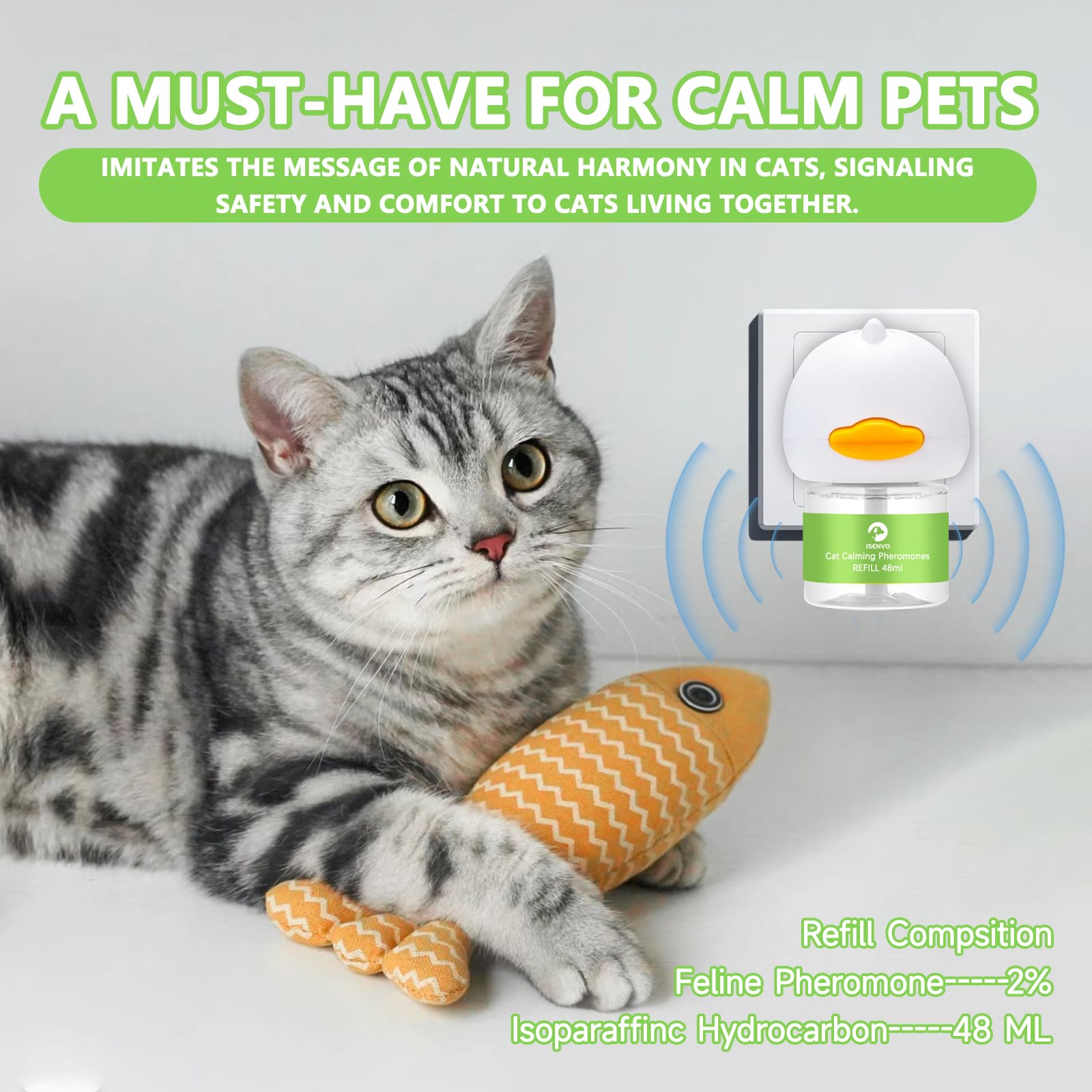 Cat Pheromones Calming Diffuser, 2 in 1 Cat Calming Starter Kit (Diffuser Head + 2pcs 48ml Vial) for 60 Days Use, Enhanced Cat Calming Diffuser Kit for Cat Anxiety Relief - image 5