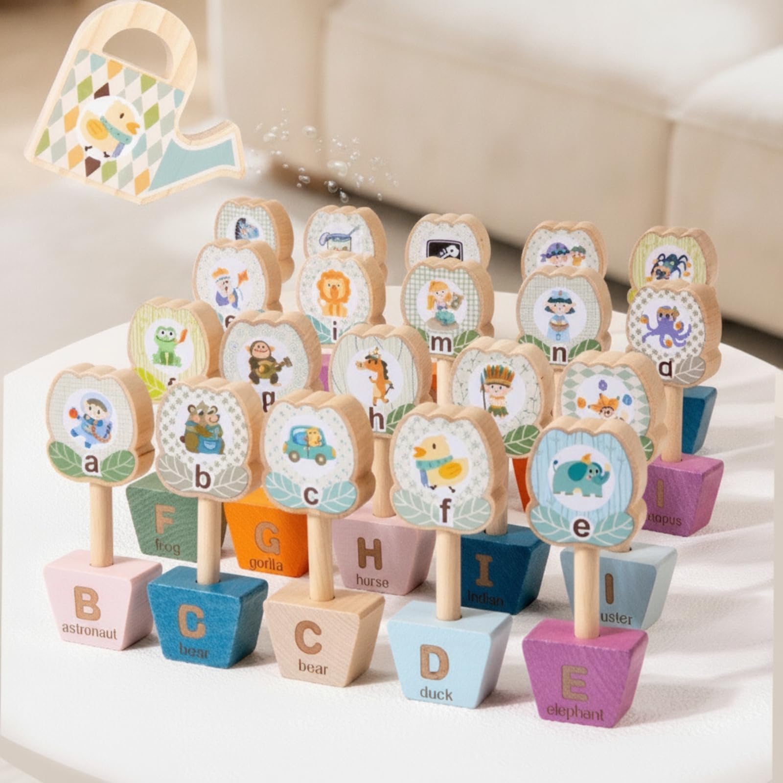 Gioco di Associazione Lettere Sicuro Blocchi di Legno con Lettere Sensoriale Blocchi ABC in Legno per Asilo Nido