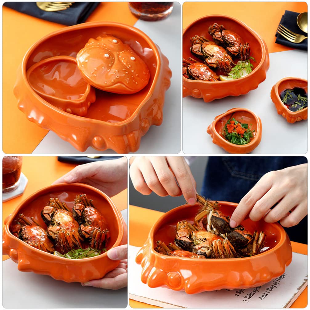 Alipis Vajilla Tazón De Cangrejo Plato De Aperitivos Tazón De Sopa Platos Para Servir Profundos Tazón De Arroz De Porcelana Plato Para Servir La Cena Cerámico Mariscos Cerámica Cocinando