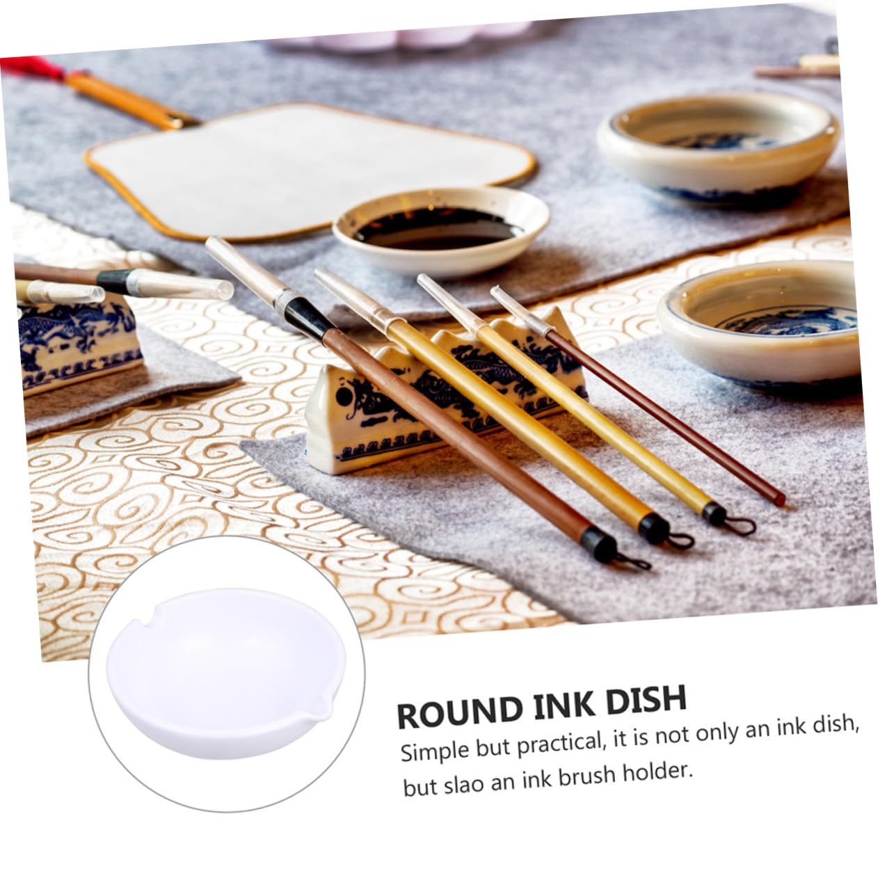 Hohopeti 2 Sets 2pcs Ink Dish Multifunctional Porcelain Ink Dishes Bowls Set for Calligraphy and Art
