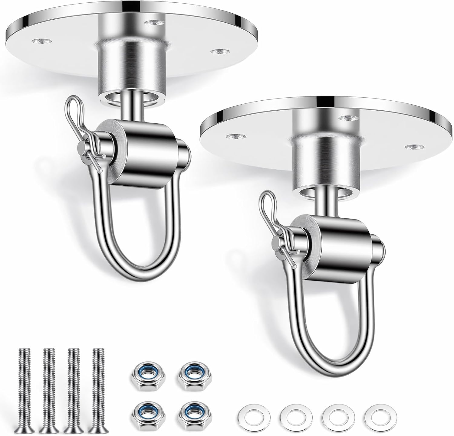 Moxweyeni 2 Pack Speed Bag Swivel Kit Stainless Steel 360° Ball Bearing Speed-Bag Mount with Screws Professional Boxing Speedbag Swivel for Home Gym, Platform & Punching Bag Stand