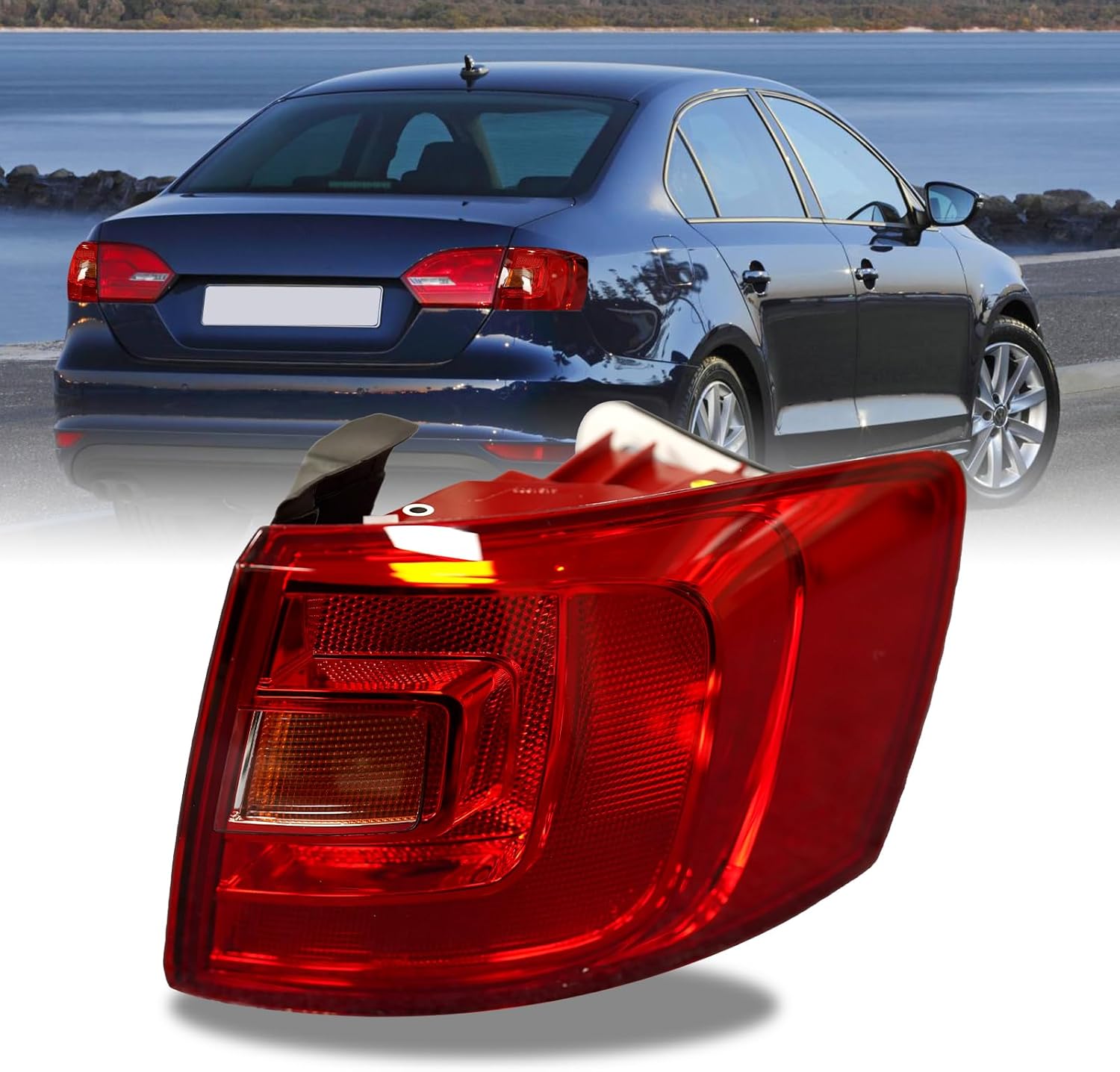 Road Hawk For Volkswagen Jetta Rear Tail Light Assembly Outer Taillight Compatible with 2011 2012 2013 2014 Volkswagen Jetta Right Passenger Side Replace VW2805107 5C6945096D Outer-Right