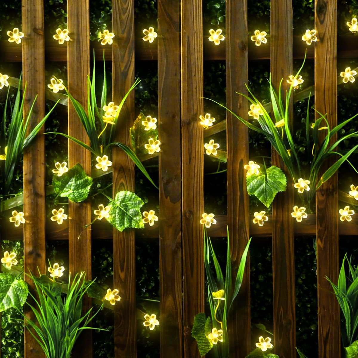 ITICdecor Solar Flower String Lights Outdoor Waterproof 50 LED Fairy Light Christmas Decorations for Garden Fence Patio Yard Christmas Tree, Home, Lawn, Wedding, Patio, Party Decoration (Warm White)