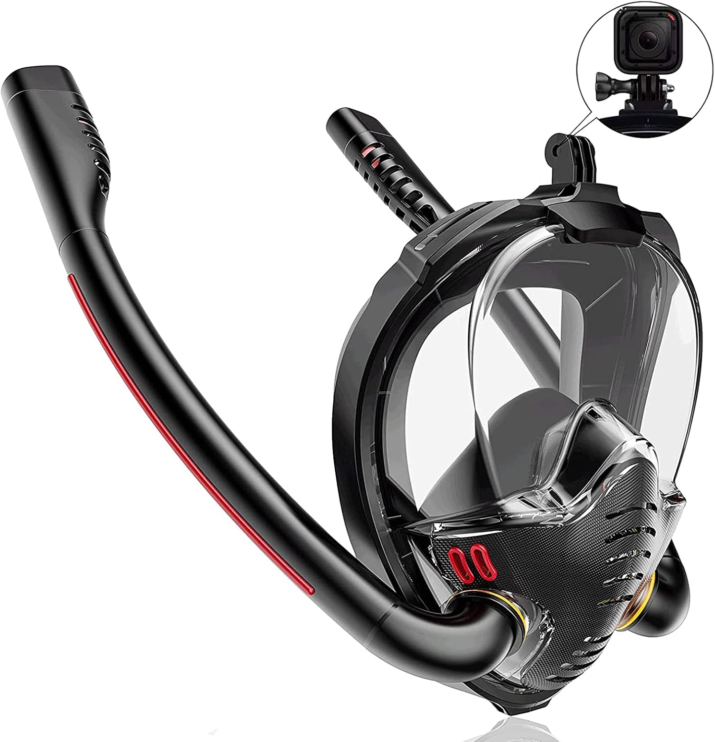GeRRiT Full Face Snorkel Mask,Snorkeling Gear,Dry Top Breathing System Double-Tube Set with Camera Mount Anti-Leak Swimming Mask for Adults Youth Kids
