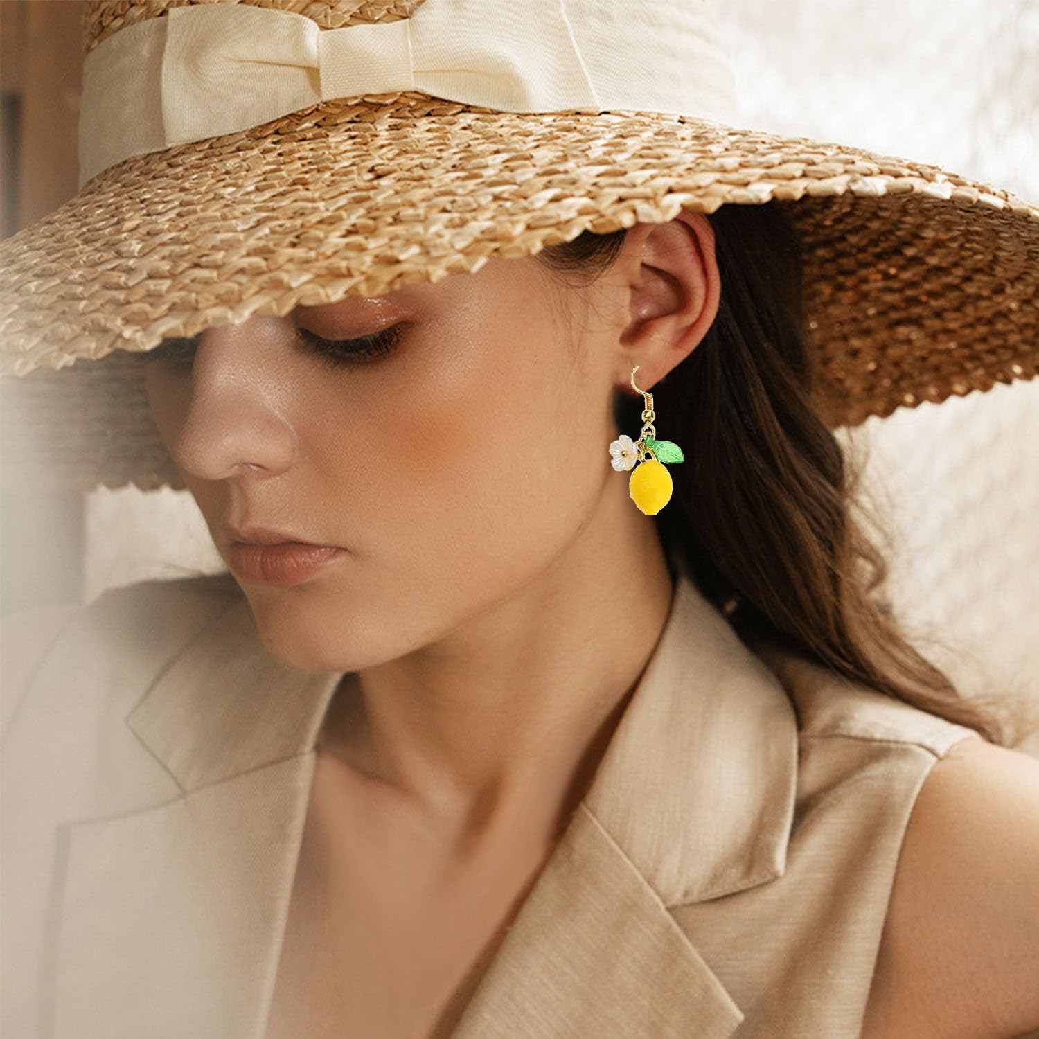 Strawberry Earrings for Women Cherry Earrings 3D Imitation Lemon Drop Dangle Earrings for Women Fruit Jewelry - Image 2