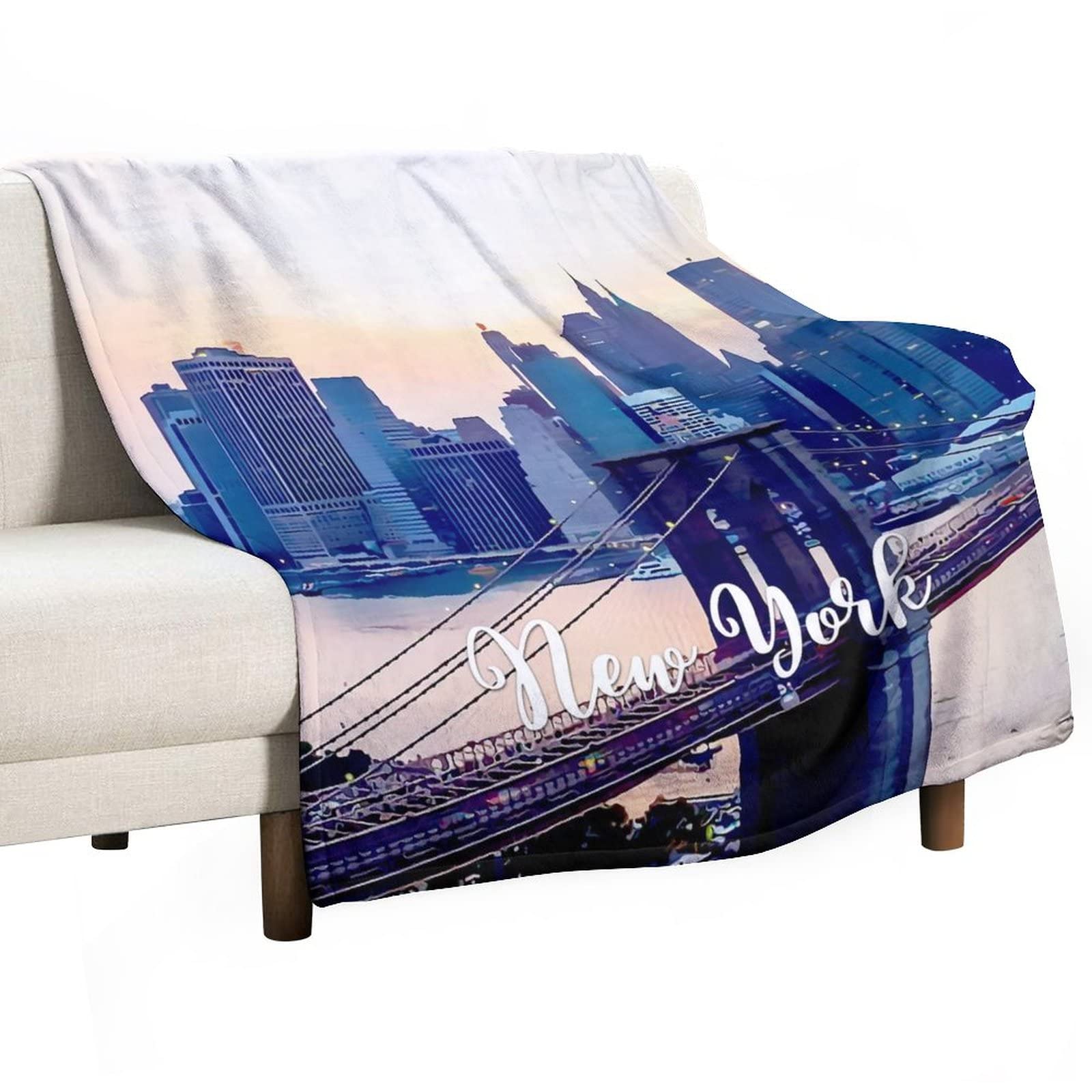Couverture réversible flanelle haut de gamme motif New York 130x150cm