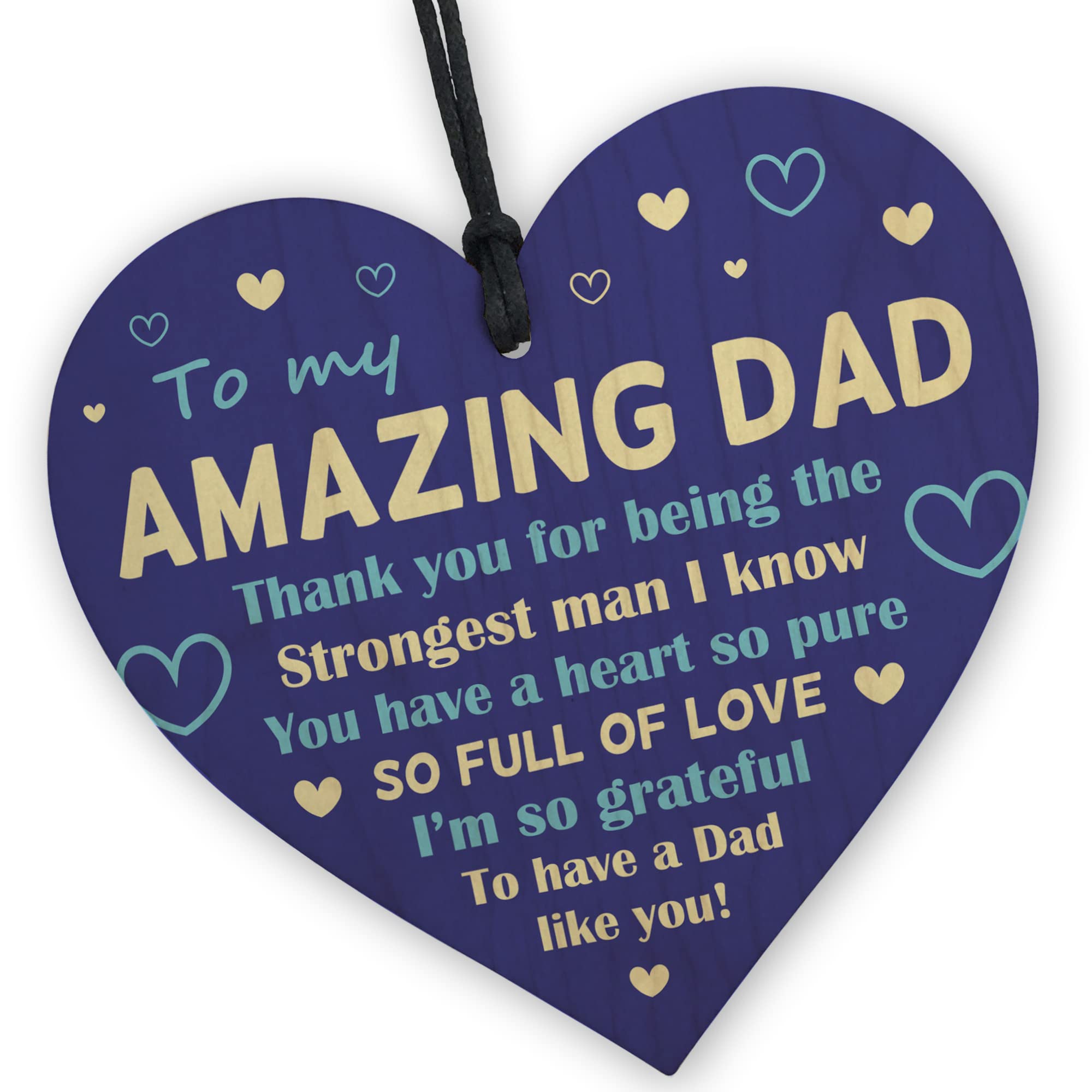 Red Ocean AMAZING DAD Gift For Fathers Day Birthday Wood Heart Novelty Dad Gift From Daughter Son
