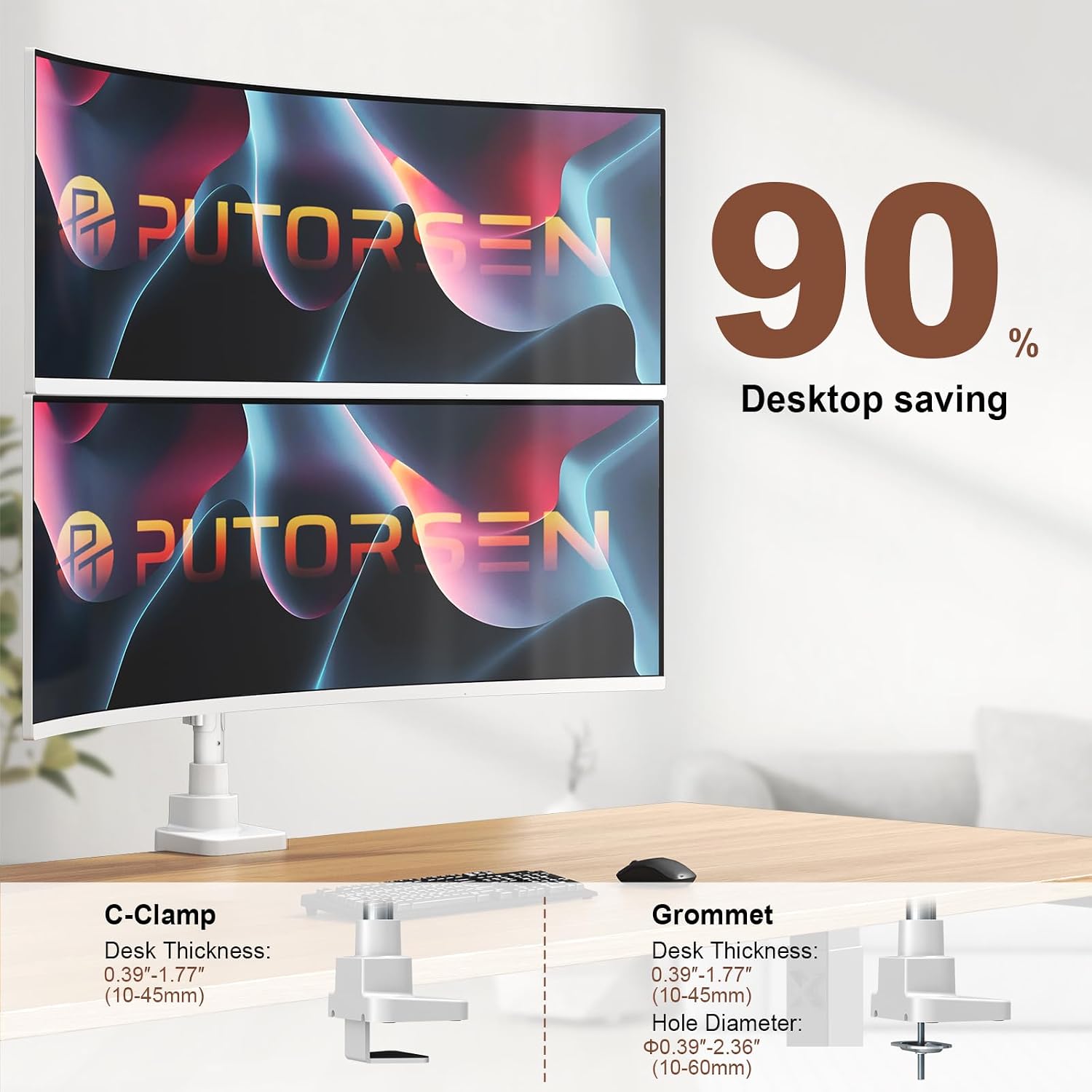 PUTORSEN Dual Monitor Arm FPT09-C024P-W Instruction Manual