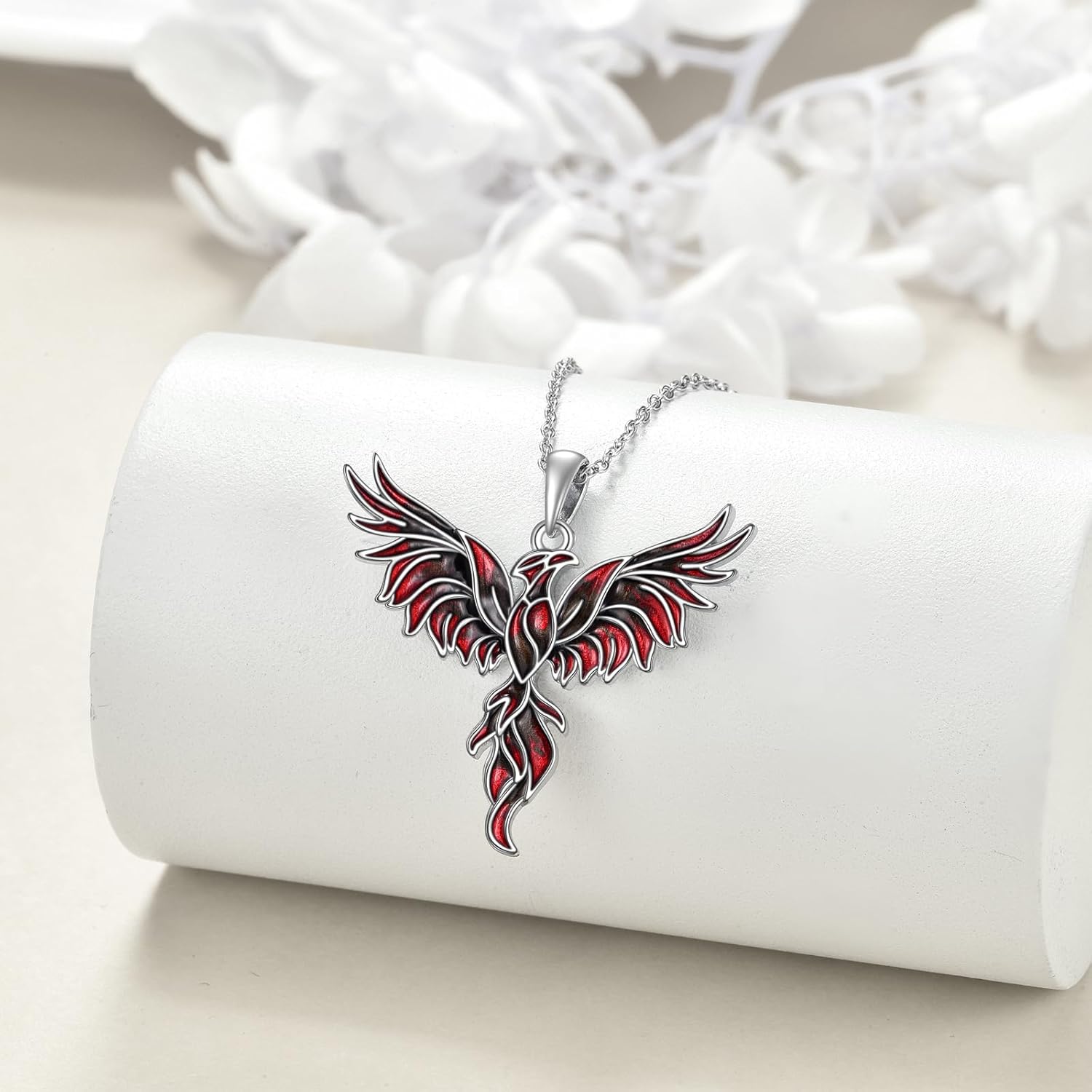 YAFEINI Black Red Phoenix Pendant Necklace 925 Sterling Silver Jewelry for Women Mom - Image 2