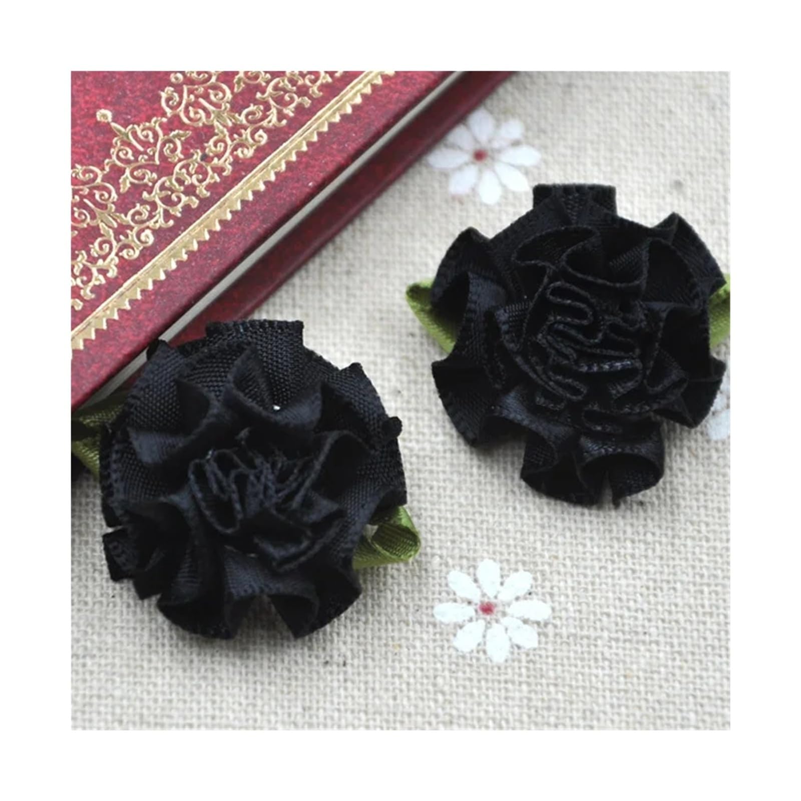 LOVSSU Fabric Flowers 40pcs U Pick Ribbon Flower Carnation Appliques Sewing/craft/wedding Lots(Color 08)