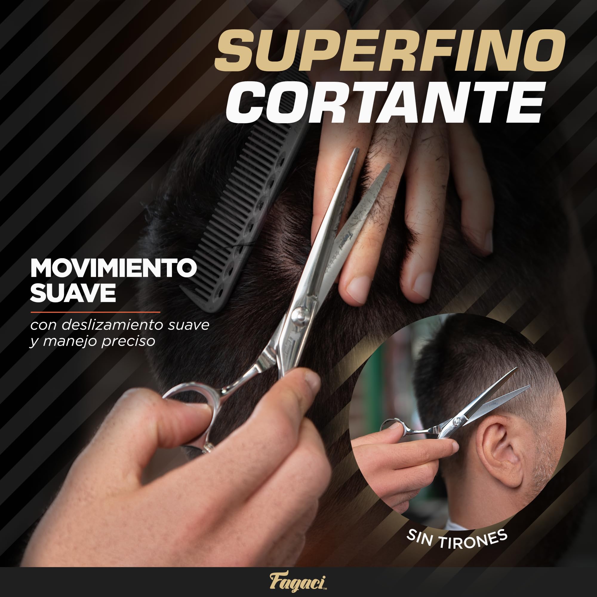 Fagaci Tijeras Peluqueria Profesional con Hojas Extremadamente Afiladas, Tijeras Cortar Pelo de Acero 440C, Tijeras Pelo Duraderas, de Movimiento Suave y de Corte Fino, Tijeras Peluqueria con Funda