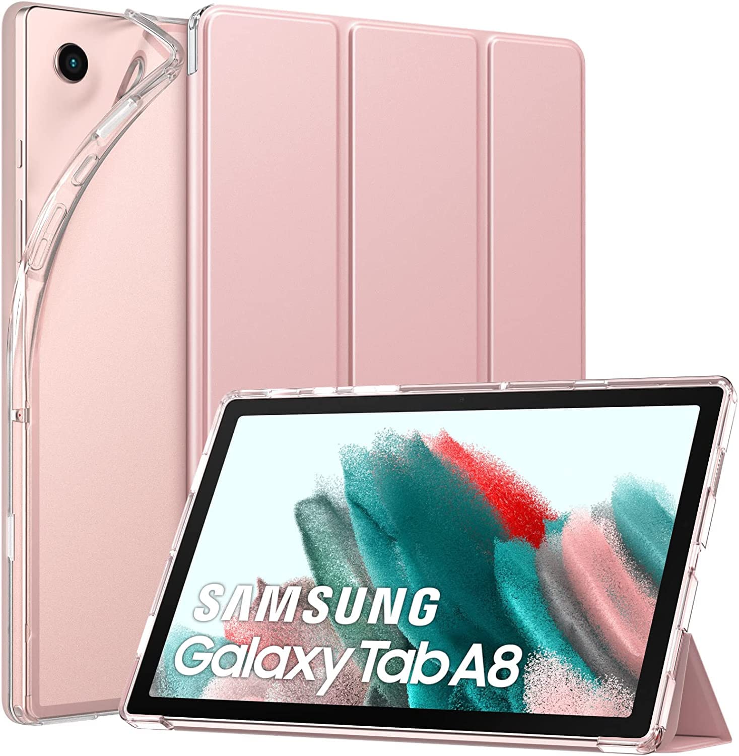 MOCA Case Fits Samsung Galaxy Tab A8 10.5 Inch 2022 (SM-X200/SM-X205/SM-X207), Slim Case Trifold Stand with Auto Sleep/Wake and Soft TPU Translucent Frosted Back Cover (A8 10.5 inch, Rose Gold) (B0B6JVQ1PV) Amazon Price History, Amazon Price Tracker
