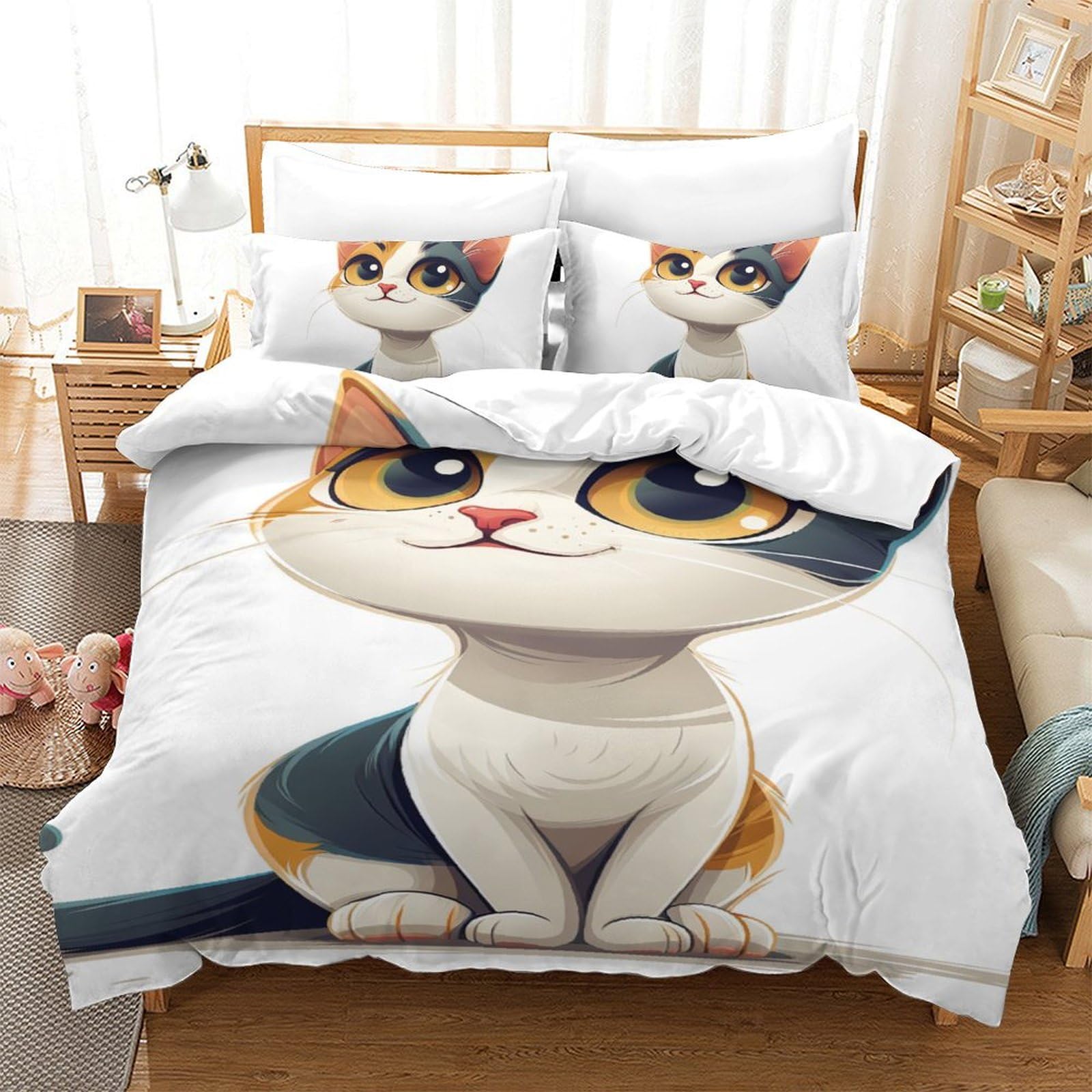 Housse de couette chat persan 3D hypoallergénique en microfibre douce
