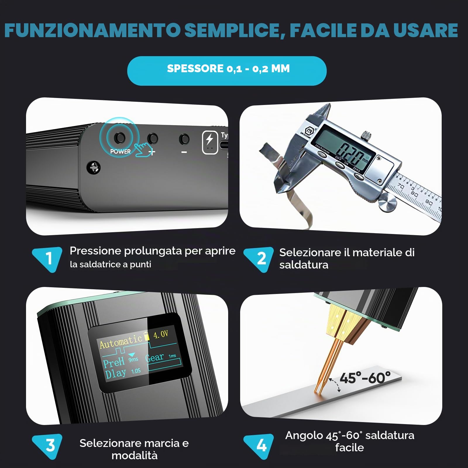 SEESII Saldatrice a Punti per Batterie: Mini Saldatore a Punti Portatile Aggiornato 80 Marce con Batteria, Spot Welder per Lamiere di Nichel 0,1-0,2 mm, Ferro, Acciaio Inossidabile