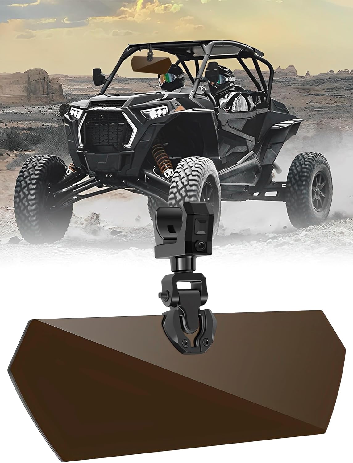UTV Sun Visor, 1.25”2” Roll Bar Cage Work with Windshield, Tinted Sun