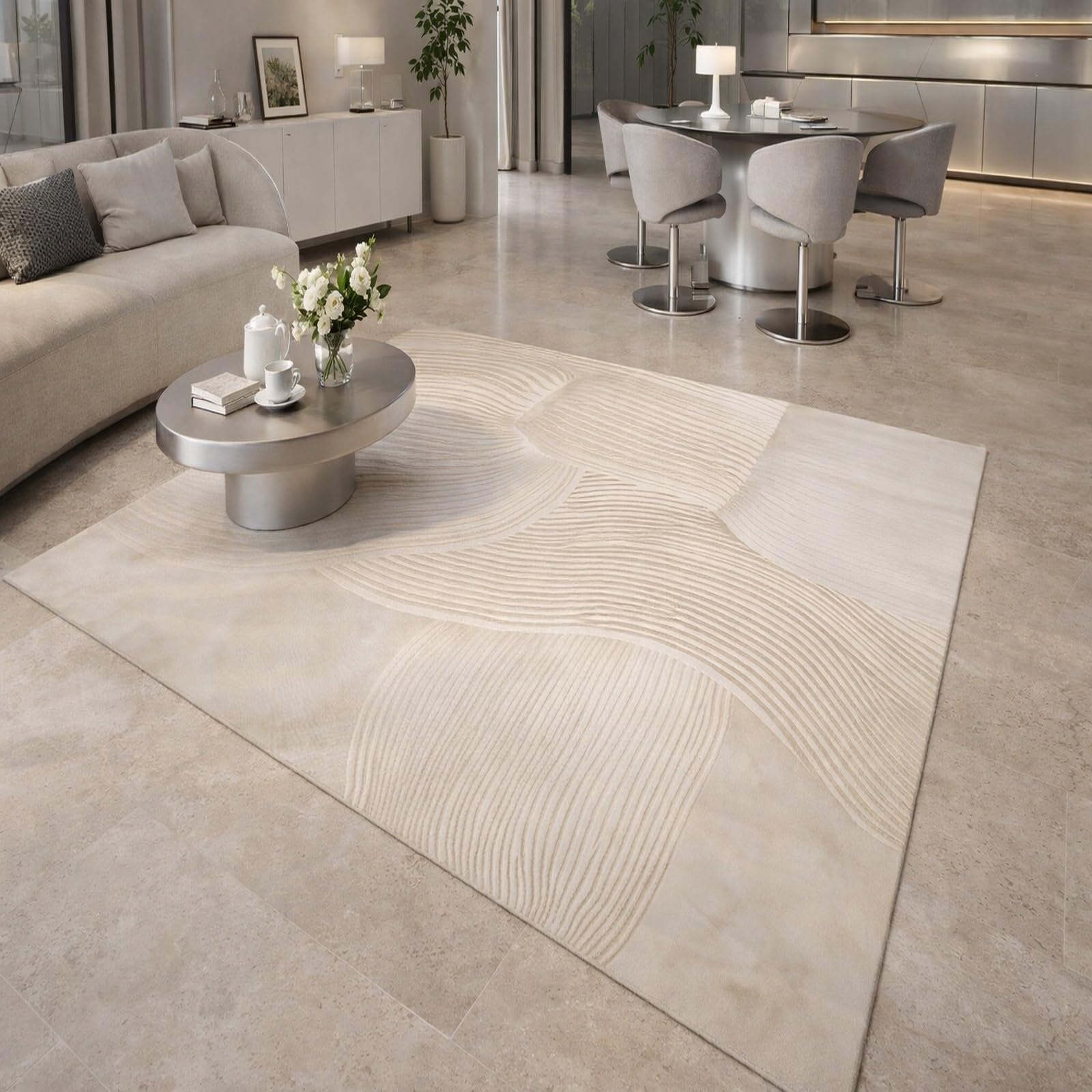 Alfombra antideslizante lavable Rururug de 160 x 200 cm beige para habitaciones