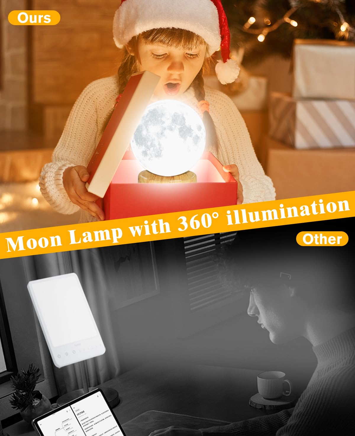 NDAN Lámpara de terapia de luz, lámpara de luz solar de 10000 lux con control remoto, 3 temperaturas de color y 4 niveles de brillo y temporizador, lámpara de luz diurna para el hogar, oficina,