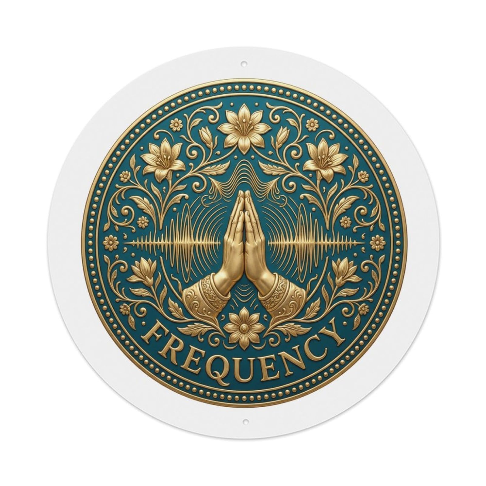 Fyrn Style Metal Tin Sign Vintage Namaste Praying Hands Frequency Flower Zen Yoga