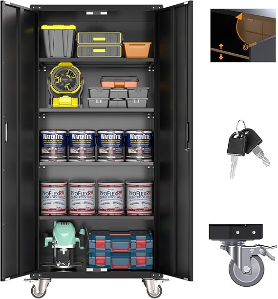 Aobabo Metal Garage Storage with Wheels,Heavy Duty