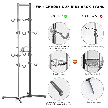CXWXC 2-/4-Bike Storage Rack with Basket - Bike Rack Garage