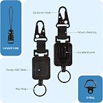 2 Pack CB Mic Retractable Holder with Heavy Duty 24" Stainless Steel Cord, Easy D-Ring Mount for Truck Drivers