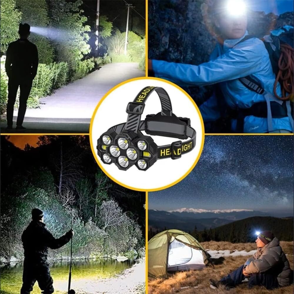 Lampe Frontale Rechargeable à 10 LED avec lumières Blanches et Rouges, idéale for Le Camping, Le Cyclisme, la Course à Pied, la pêche