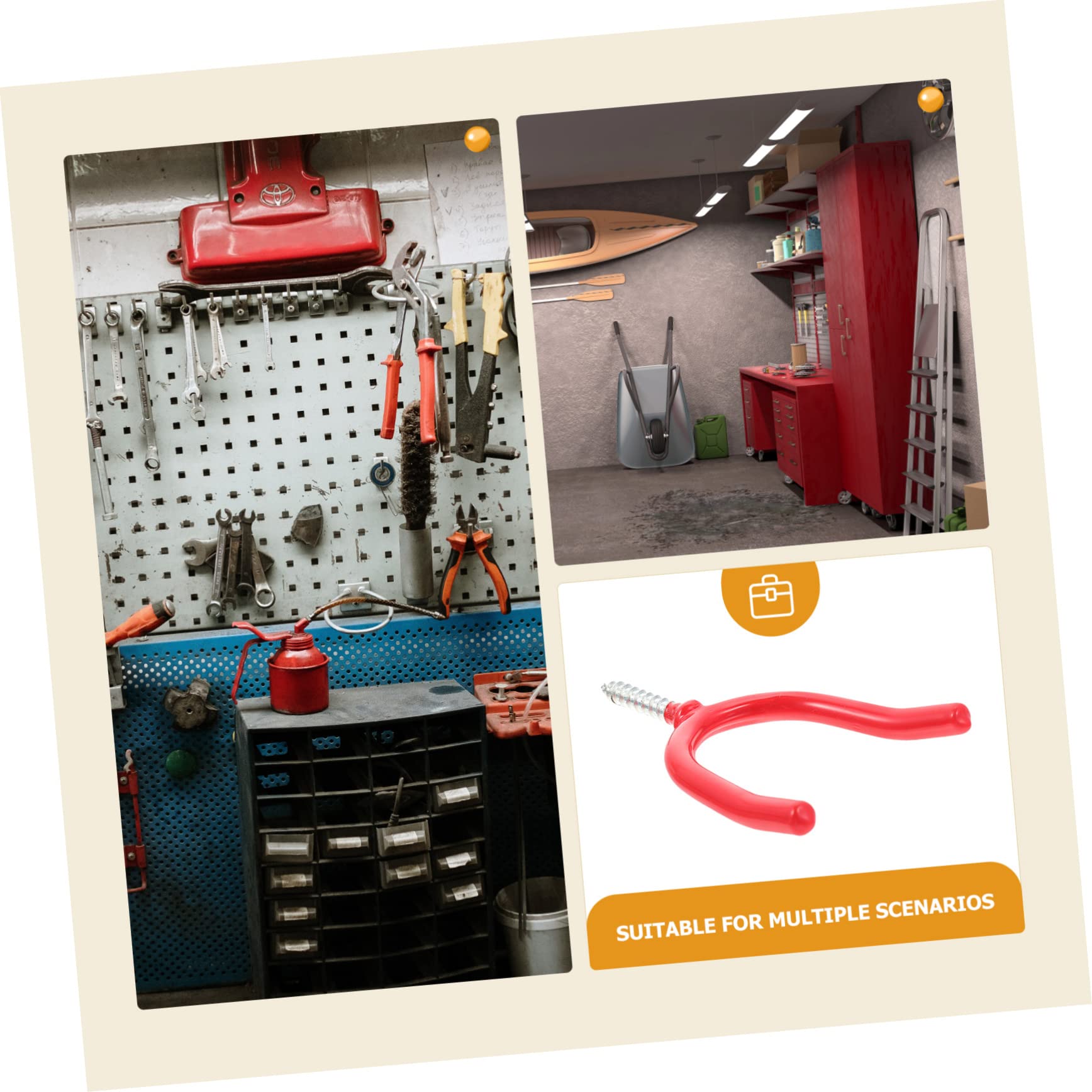 PRETYZOOM Rastrelliera Attrezzi 16 Ganci a Y in Acciaio e Vinile Rosso, Portata Elevata, per Garage e Casa, Organizzazione Officina e Utensili