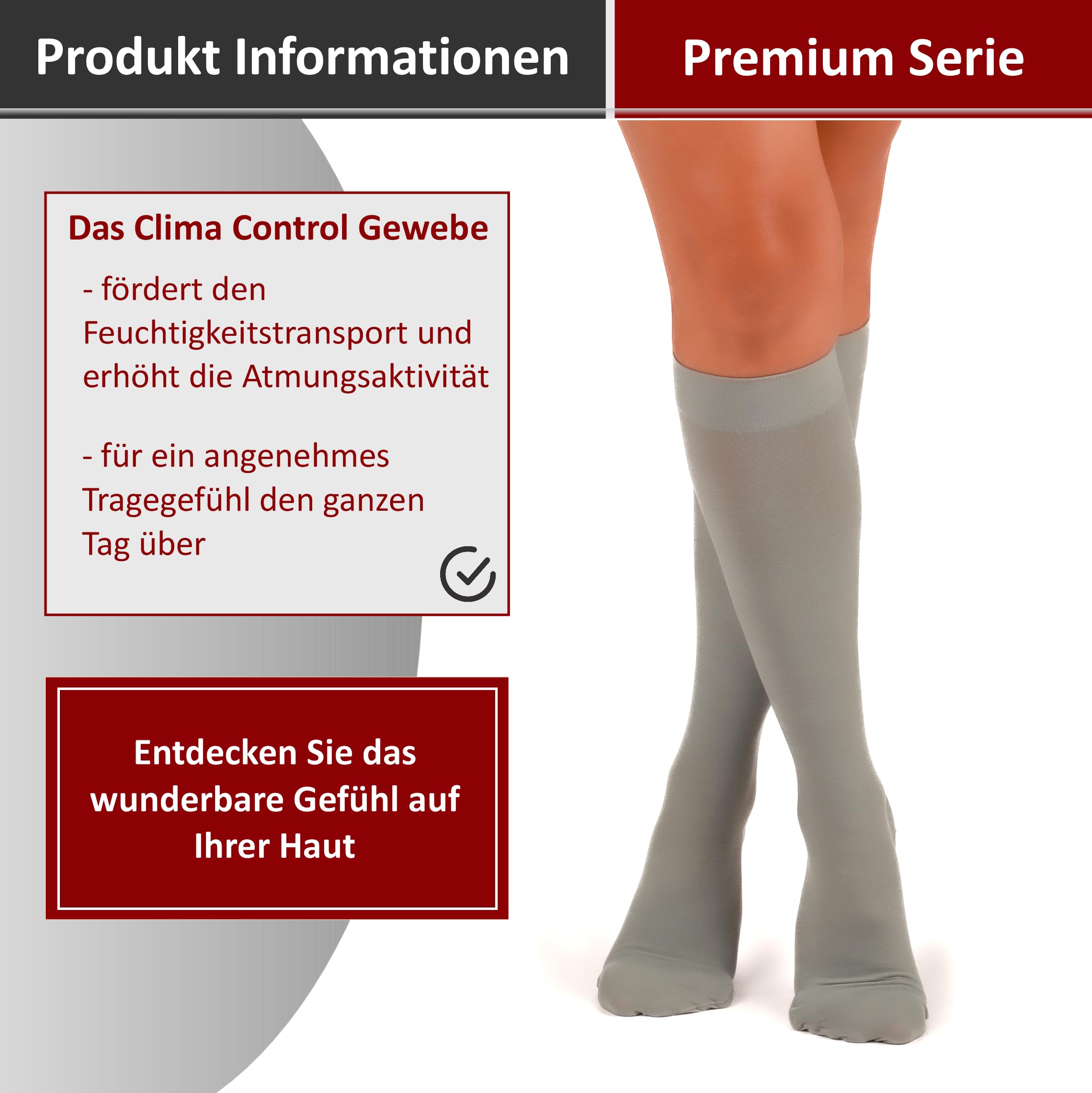 RIEMTEX medizinische Kompressionsstrümpfe Klasse 2 CCL2 23-32 mmHg Wadenstrümpfe für Damen Geschlossene Spitze PREMIUM Serie 3211a
