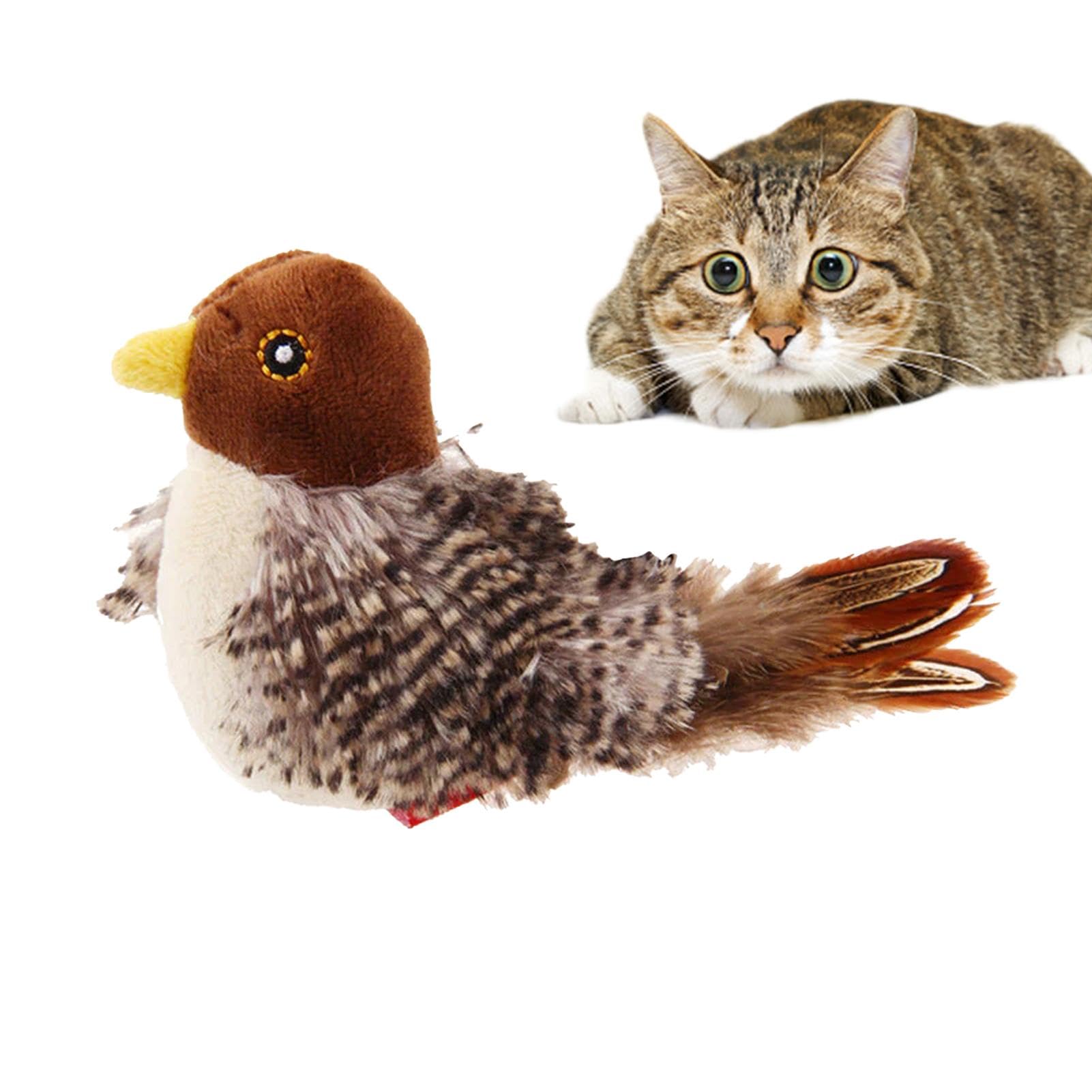 AUTOECHO Juguete para Mascotas con Pájaro Chirriante Simulado, Juguetes Interactivos para Gatos con Sonidos Y Movimientos De Aleteo, Juguetes para Gatos con Chirrido para Interiores para Perros
