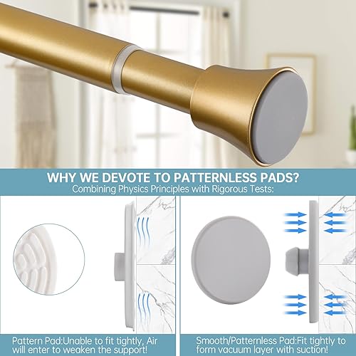 Miniatura 2 de Eboatop Barra de cortina de ducha de tensión negra de 42 a 72 pulgadas, barra de cortina de tensión de resorte antideslizante ajustable para baño,